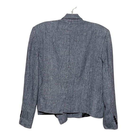 BOSS HUGO BOSS Joia Blazer Check Plaid Double Breasted Boxy Blue Linen Denim 10 - Picture 6 of 12